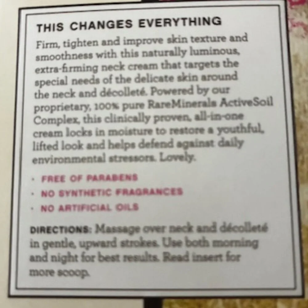 bareMinerals~Naturally Luminous Extra Firming Neck Cream~Rare Minerals 1.7oz~NEW